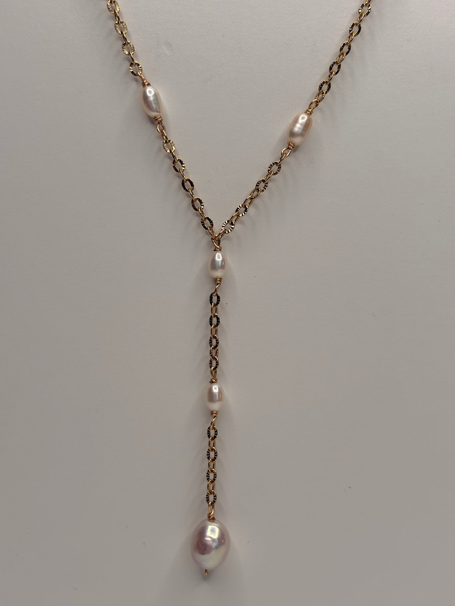 Collier Lariat de Perles - Or Secret