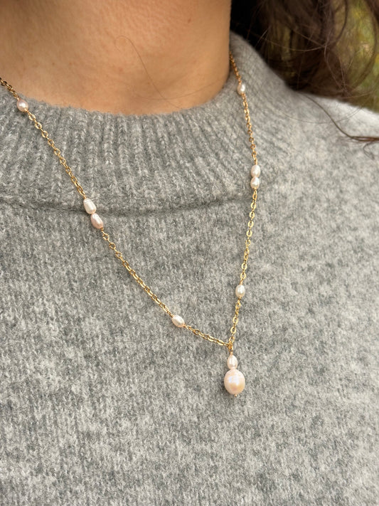 Perlenkette - Goldener Tau