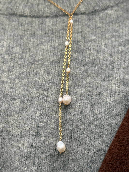 Collier Lariat de Perles - Cravate Nacré