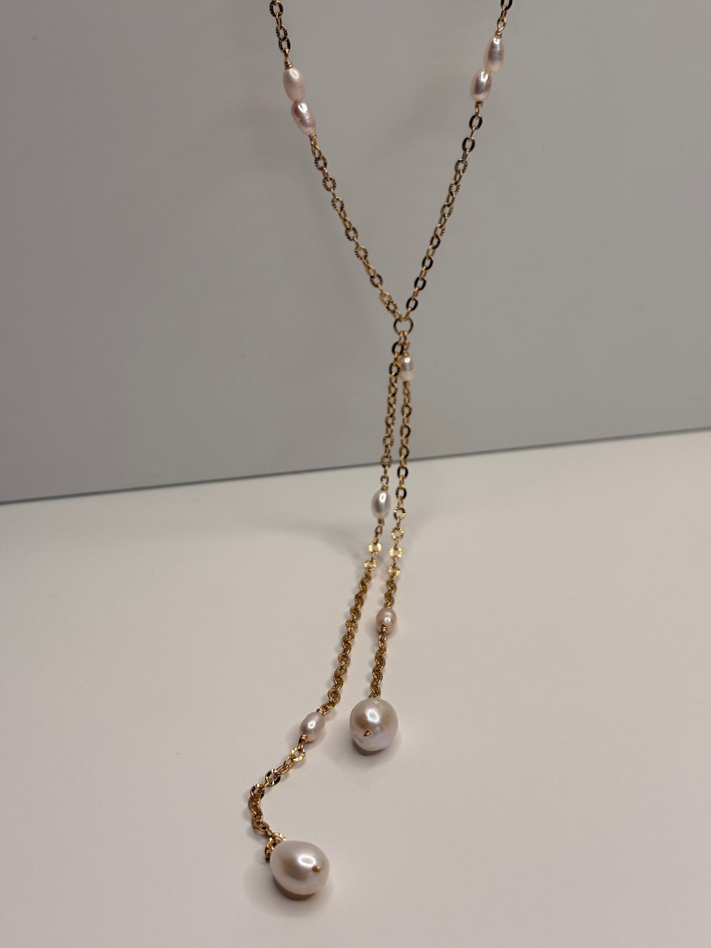 Collier Lariat de Perles - Cravate Nacré