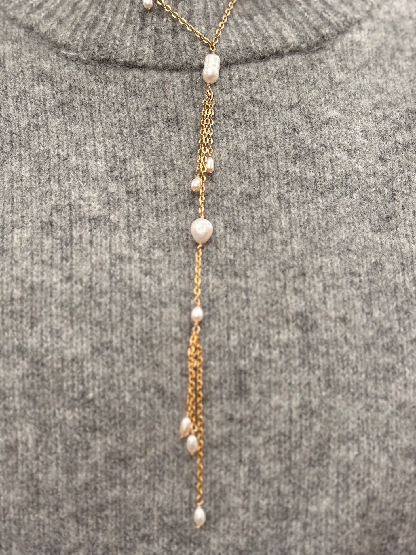 Perlen-Lariat-Halskette – Himmlische Perle