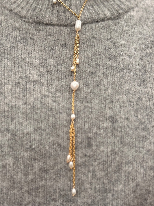 Perlen-Lariat-Halskette – Himmlische Perle