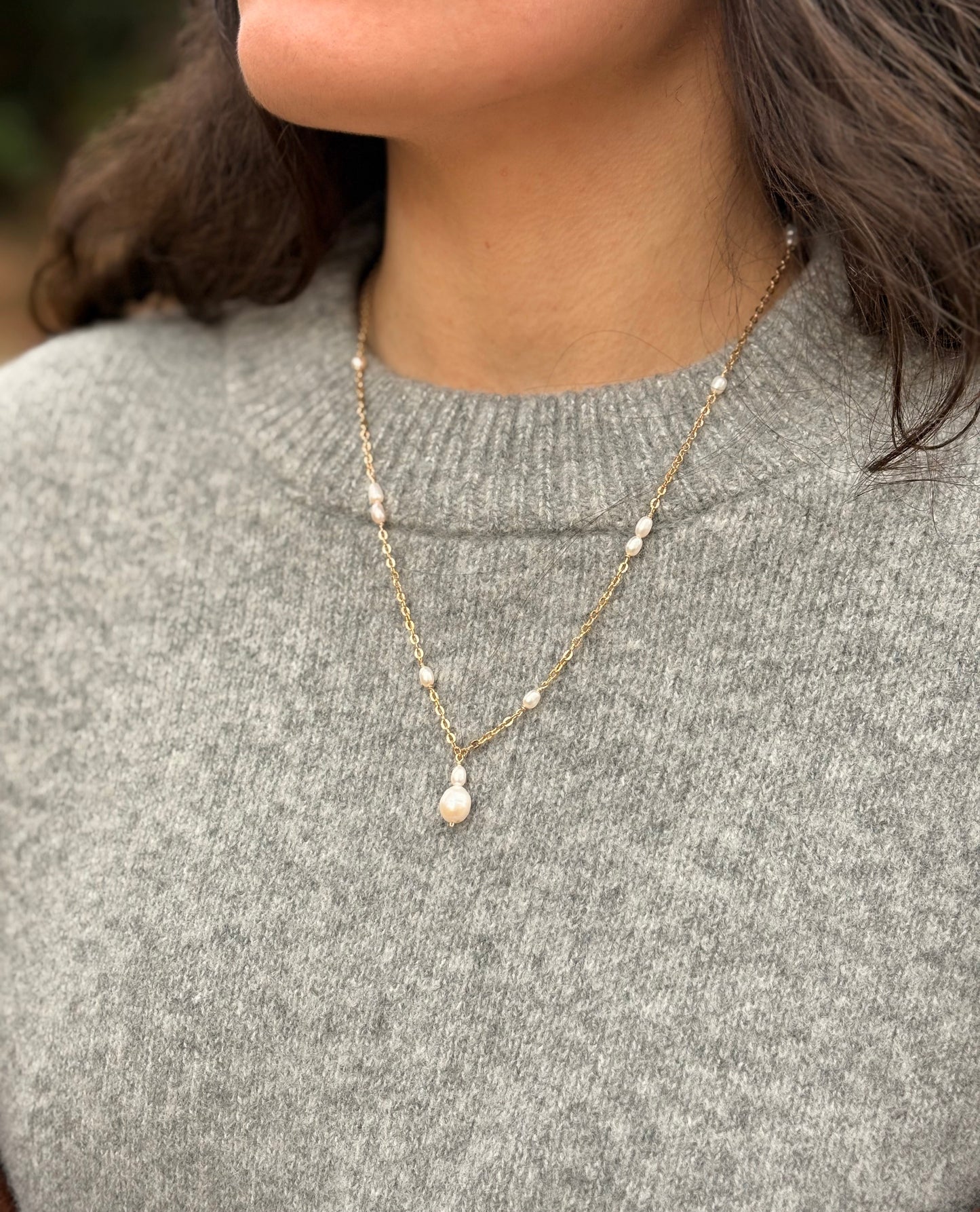 Perlenkette - Goldener Tau