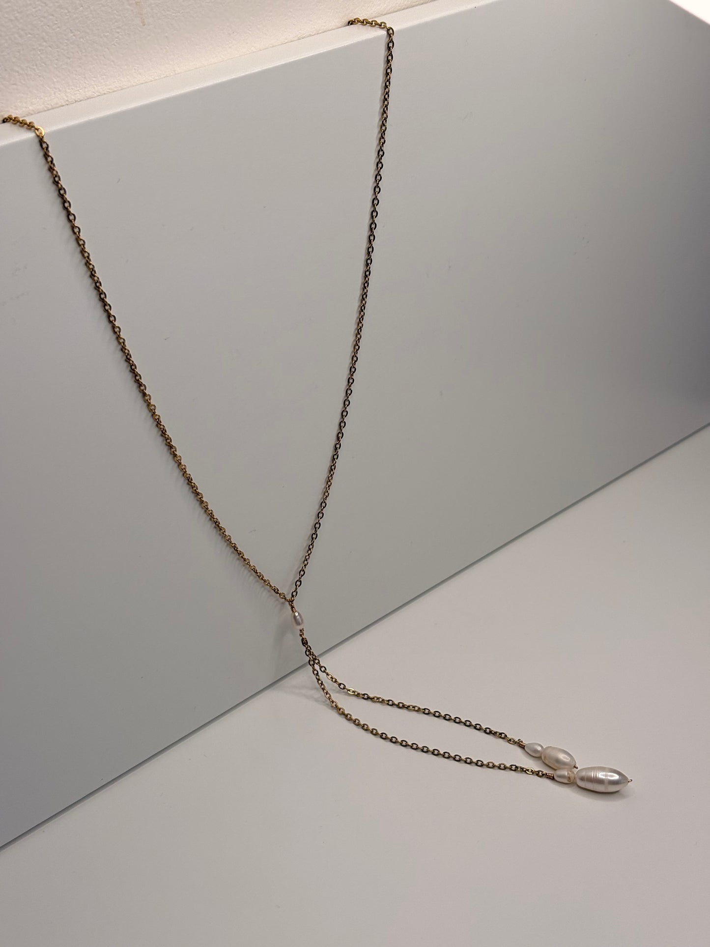 Perlen-Lariat-Halskette - Tränen aus Perlmutt