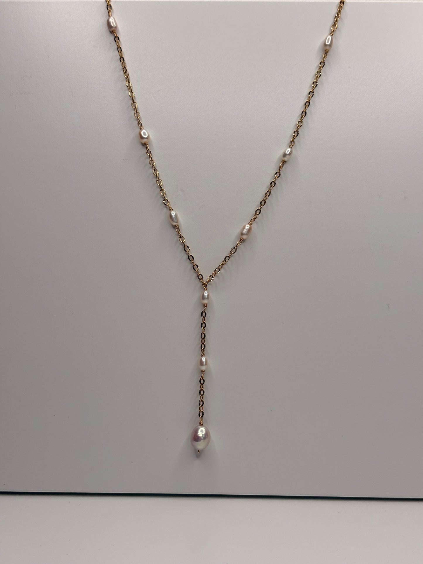 Pearl Lariat Necklace - Secret Gold