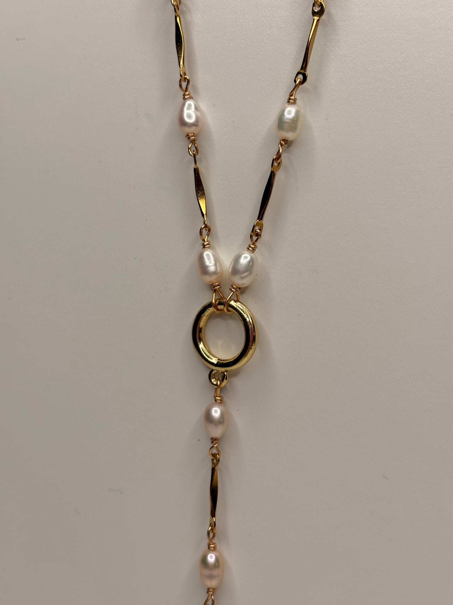 Perlen-Lariat-Halskette - Perlmutt-Sonne