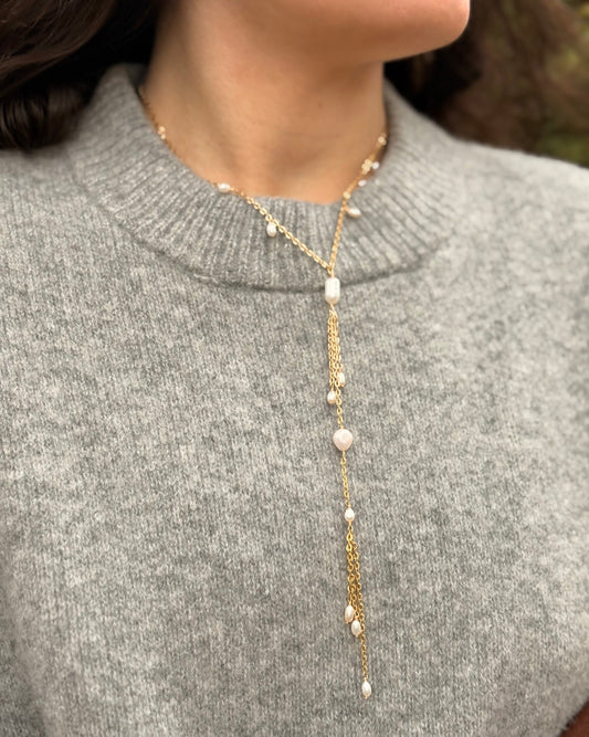 Perlen-Lariat-Halskette – Himmlische Perle