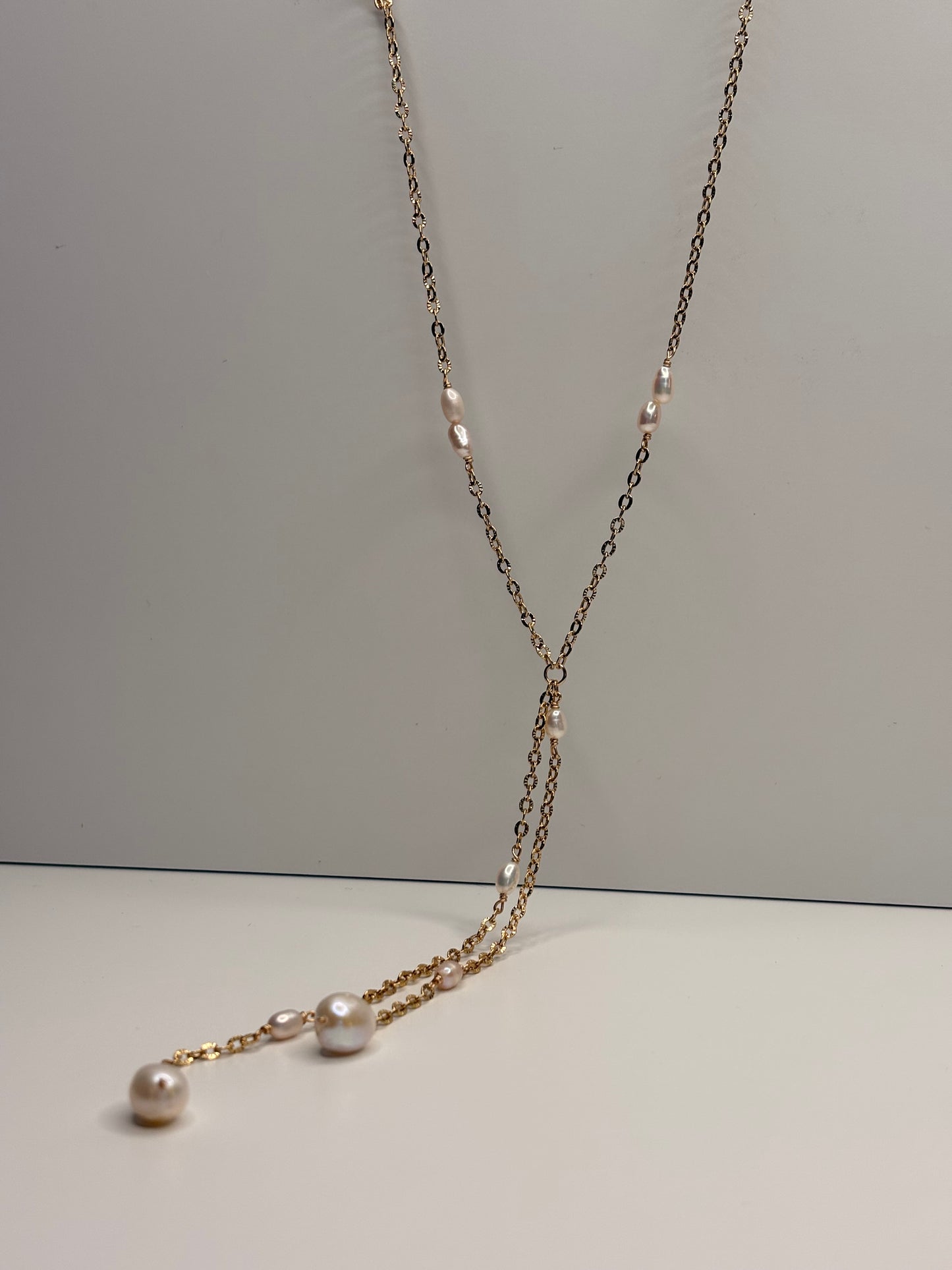 Collier Lariat de Perles - Cravate Nacré
