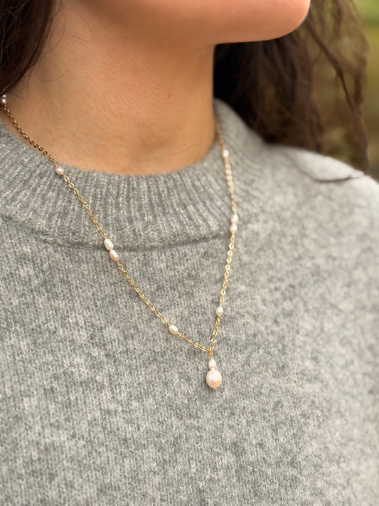 Perlenkette - Goldener Tau