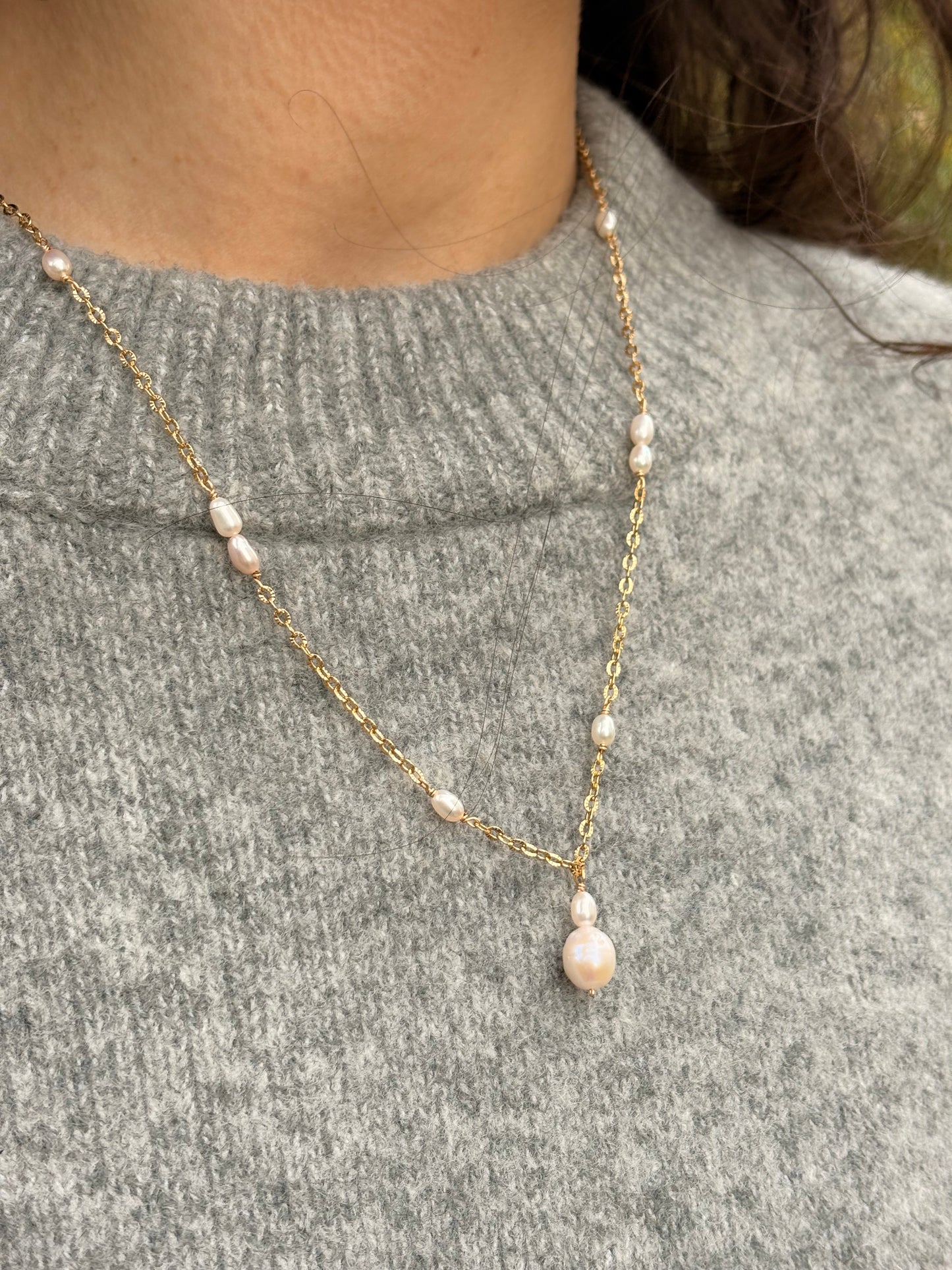 Perlenkette - Goldener Tau