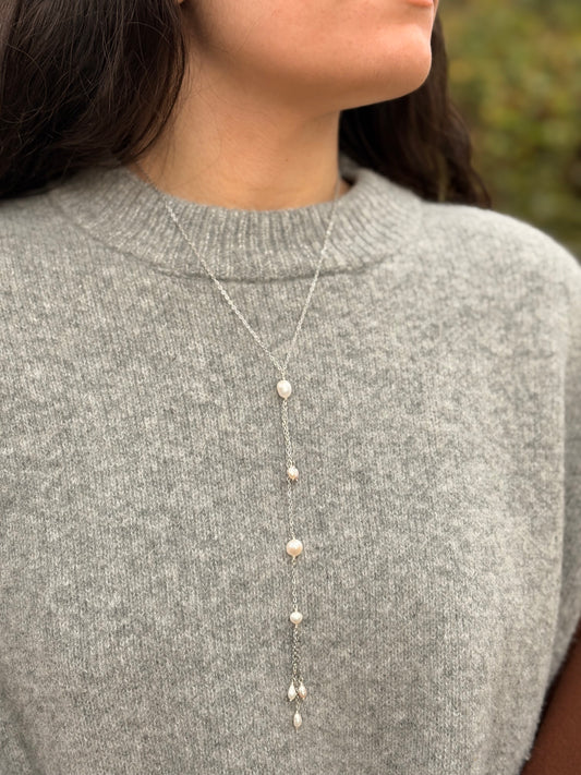 Collier Lariat de Perles - Vagues de Perle